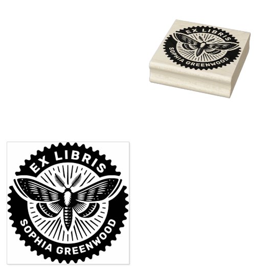 Ex Libris - Moth Gummistempel (Stempel)