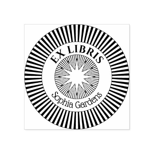 Ex Libris Mystical Star Burst / 7 Rubber Briefmark Gummistempel (Prägung)