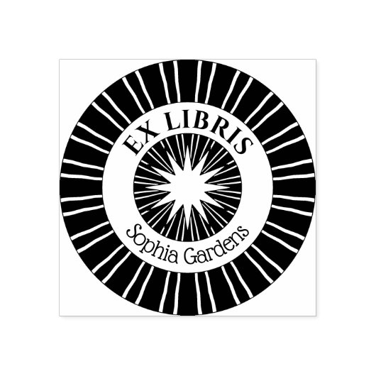 Ex Libris Mystical Star Burst v3 Gummistempel (Prägung)
