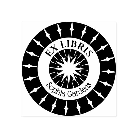 Ex Libris Mystical Star Burst v4 Gummistempel (Prägung)