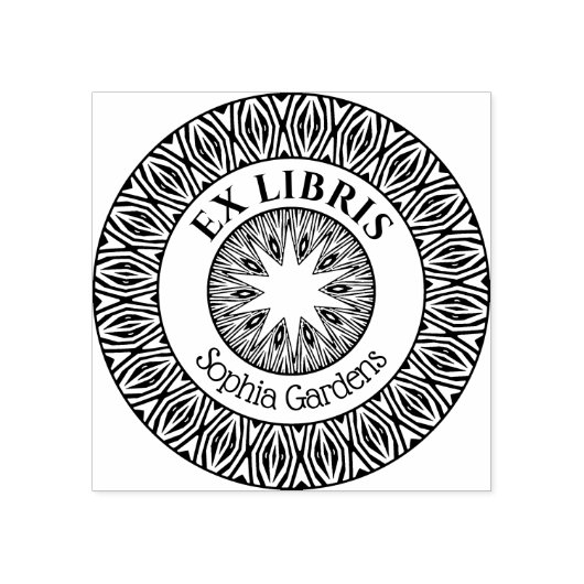Ex Libris Mystical Star Burst v5 Gummistempel (Prägung)
