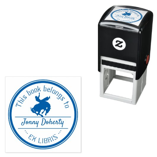 Ex Libris | Niedlich Rodeo Cowboy Permastempel (Beispiel)