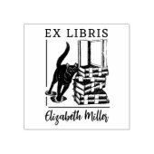 Ex Libris, Niedliches Katzenbuch Gummistempel (Prägung)