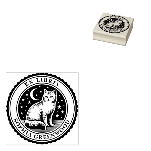Ex Libris - Nocturnal Cat Gummistempel (Stempel)
