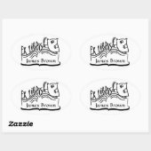 Ex Libris Owl mit Buchklebern Ovaler Aufkleber (Blatt)