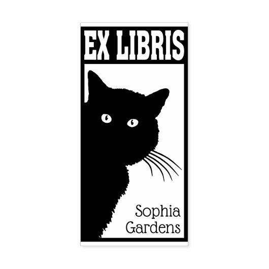 Ex Libris Peeping Black Cat Gummistempel (Prägung)