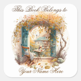 Ex Libris Personalised Bookplate Quadratischer Aufkleber