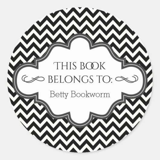 Ex Libris Personalisiert Library Buchzeichen Chevr Runder Aufkleber (Vorderseite)