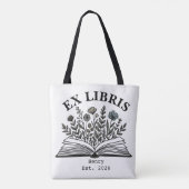Ex Libris Personalisierte Bücherliebhaber-Wildblum Tasche (Rückseite)
