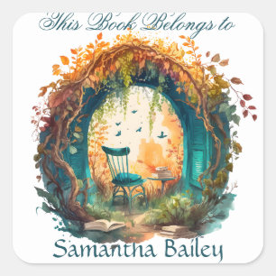 Ex Libris Personalisiertes Buchzeichen Quadratischer Aufkleber