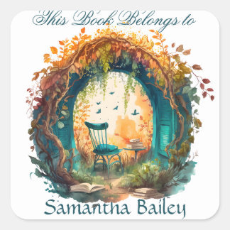 Ex Libris Personalisiertes Buchzeichen Quadratischer Aufkleber