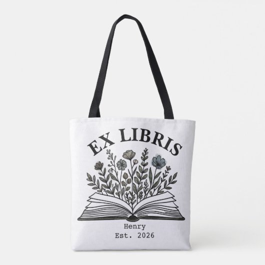 Ex Libris Personalized Book Lover Wildflower Aesth Tasche (Rückseite)