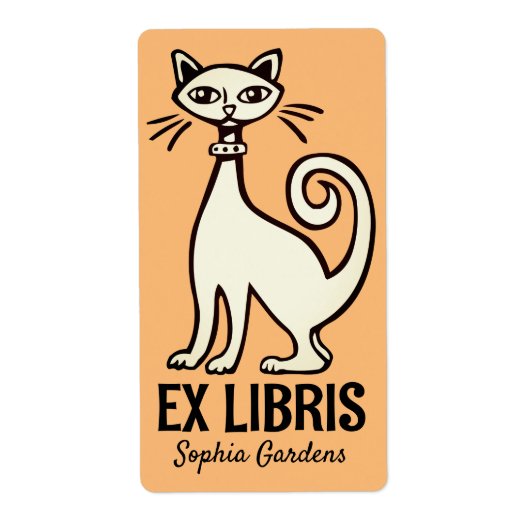 Ex Libris - Retro Cat - Blassorange (Vorne)