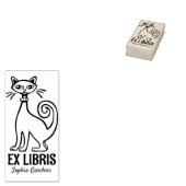 Ex Libris - Retro Cat Gummistempel (Stempel)