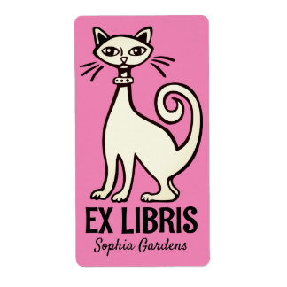 Ex Libris - Retro Cat - Pink
