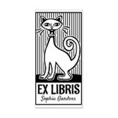 Ex Libris - Retro Cat v2 Gummistempel (Prägung)