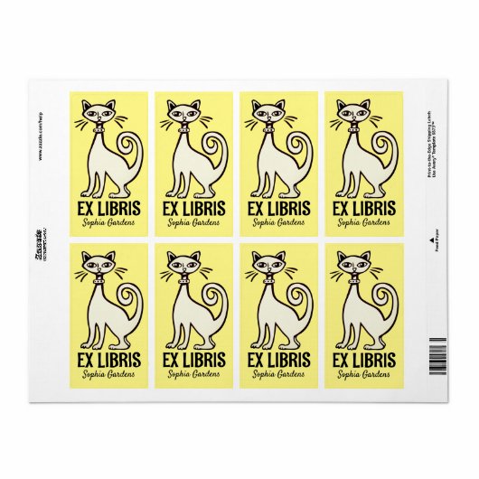 Ex Libris - Retrokatze - Blassgelb (Vorne)