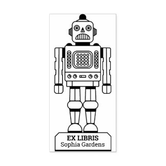 Ex Libris - Robot Librarian Gummistempel