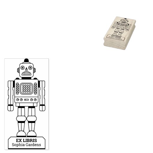 Ex Libris - Robot Librarian Gummistempel (Stempel)