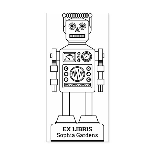 Ex Libris - Robot Librarian v3 Gummistempel (Prägung)