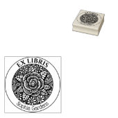 Ex Libris - Rose Zeichnend Selbstfarbige Briefmark Gummistempel (Stempel)