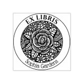 Ex Libris - Rose Zeichnend Selbstfarbige Briefmark Gummistempel (Prägung)