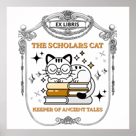 Ex Libris Scholar Cat Dark Academia Poster (Vorne)