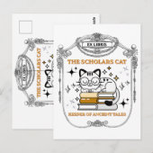 Ex Libris Scholar Cat Dark Academia Postkarte (Vorne/Hinten)