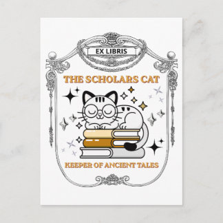 Ex Libris Scholar Cat Dark Academia Postkarte