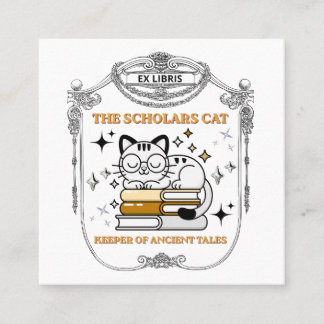 Ex Libris Scholar Cat Dark Academia Quadratische Visitenkarte