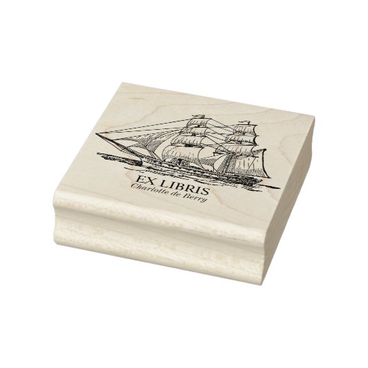 Ex Libris - Segelschiff (Brig) Gummistempel (Stempel)