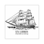 Ex Libris - Segelschiff (Brig) Gummistempel (Prägung)