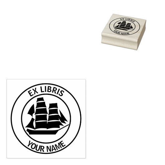 Ex libris Segelschiff Buchzeichen Gummistempel (Stempel)