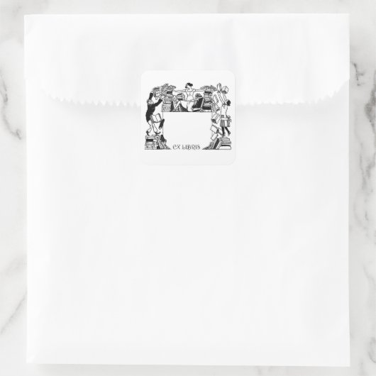 Ex Libris Stacking Books Bookplate Sticker (Tasche)