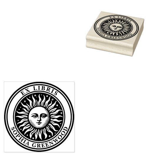 Ex Libris - Sun Face 2 Gummistempel (Stempel)