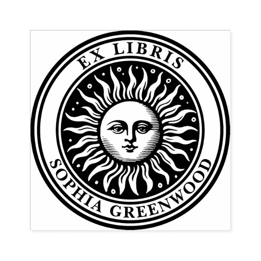 Ex Libris - Sun Face 2 Gummistempel (Prägung)