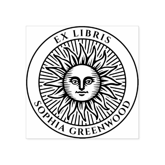 Ex Libris - Sun Face 3 Gummistempel (Prägung)