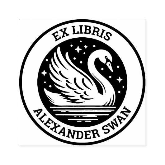 Ex Libris - Swan Gummistempel (Prägung)