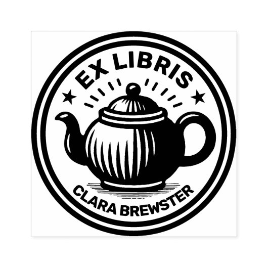 Ex Libris - Tea Pot Gummistempel (Prägung)