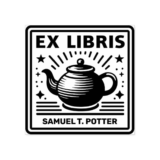 Ex Libris - Tee-Party Gummistempel (Prägung)