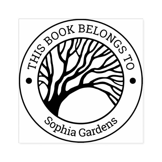 Ex Libris - überhängender Baum Gummistempel (Prägung)