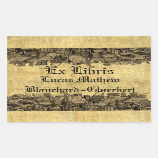 Ex Libris - umgeben von Haufen von Büchern Buchzei Rechteckiger Aufkleber