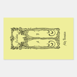 Ex Libris Vintage Pfaus addieren Namensinitialen Rechteckiger Aufkleber