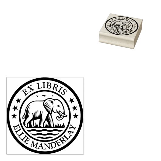 Ex Libris - Walking Elephant Gummistempel (Stempel)