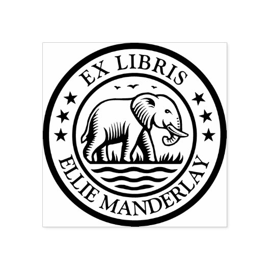 Ex Libris - Walking Elephant Gummistempel (Prägung)