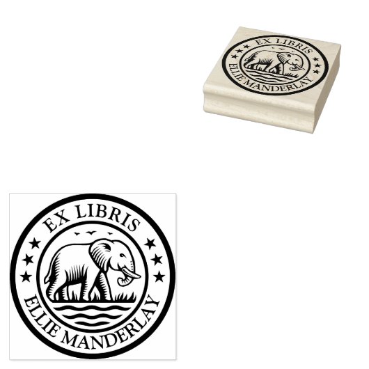 Ex Libris - Walking Elephant Gummistempel (Stempel)