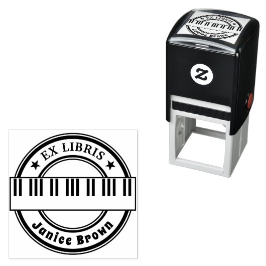 Ex Libris with Piano Keys | music Permastempel (Beispiel)