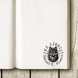 Ex Libris Wolf Face Individuelle Name Book Gummistempel