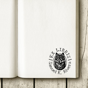 Ex Libris Wolf Gesicht Benutzerdefinierter Name Bu Gummistempel