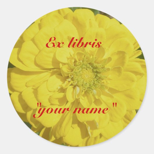 Ex Libris Yellow Zinnia Stickers zu individualisie (Vorderseite)